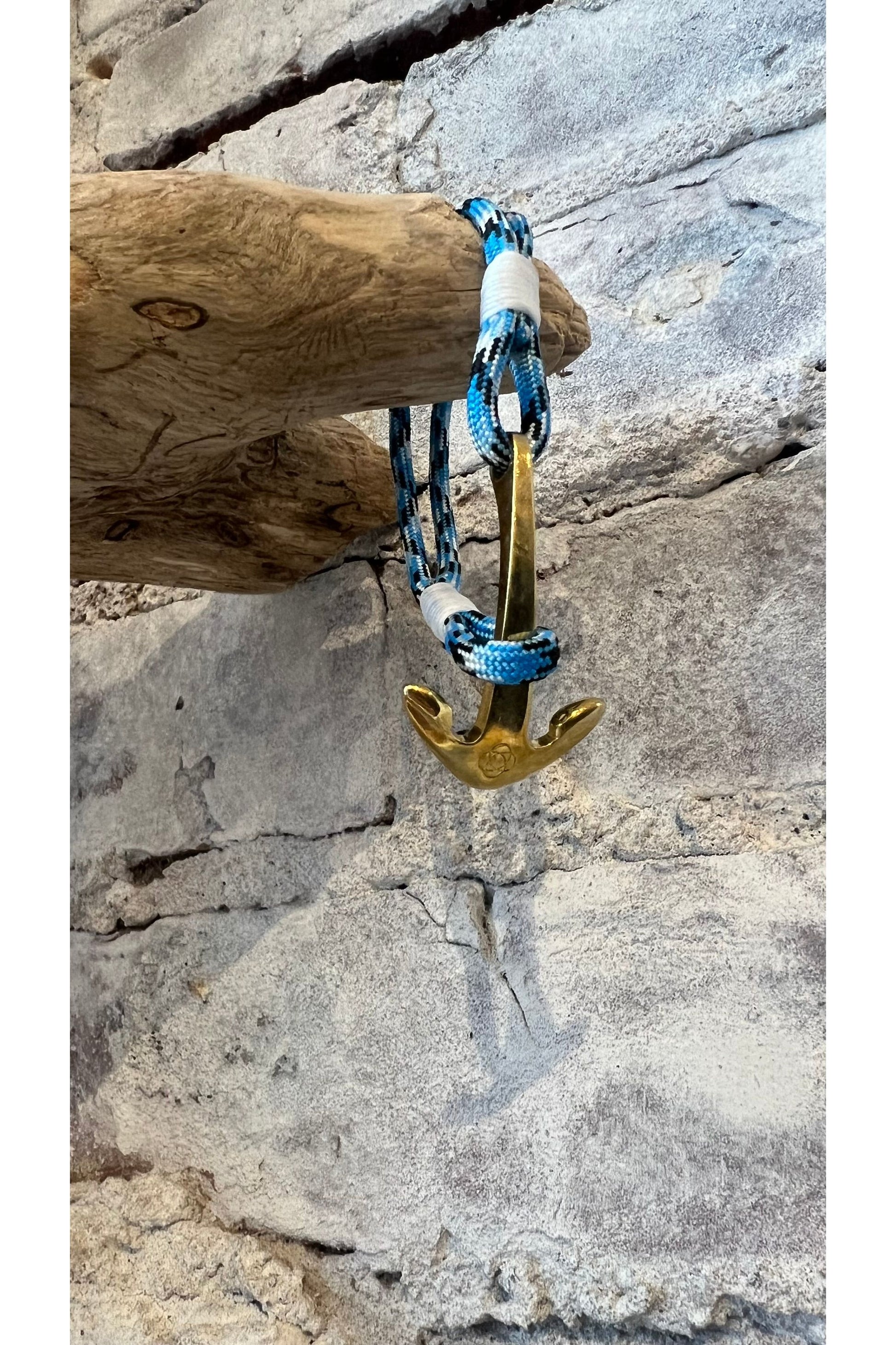 Blue Ice Nautical Brass Anchor Bracelet - DUNE + SALT