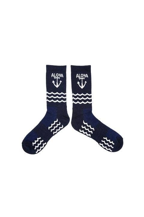 Navy Aloha Sock