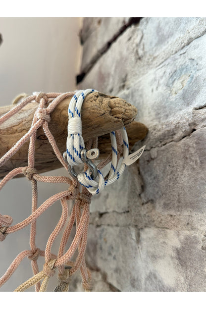 Blue Stripe Nautical Shackle Bracelet - DUNE + SALT