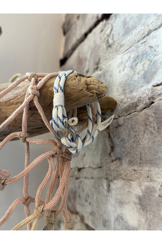 Blue Stripe Nautical Shackle Bracelet - DUNE + SALT