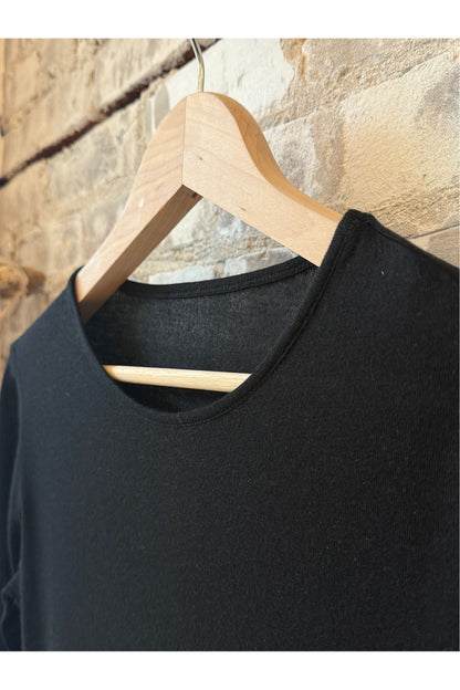 Silk/Cashmere LS Jersey Crew - Black - DUNE + SALT