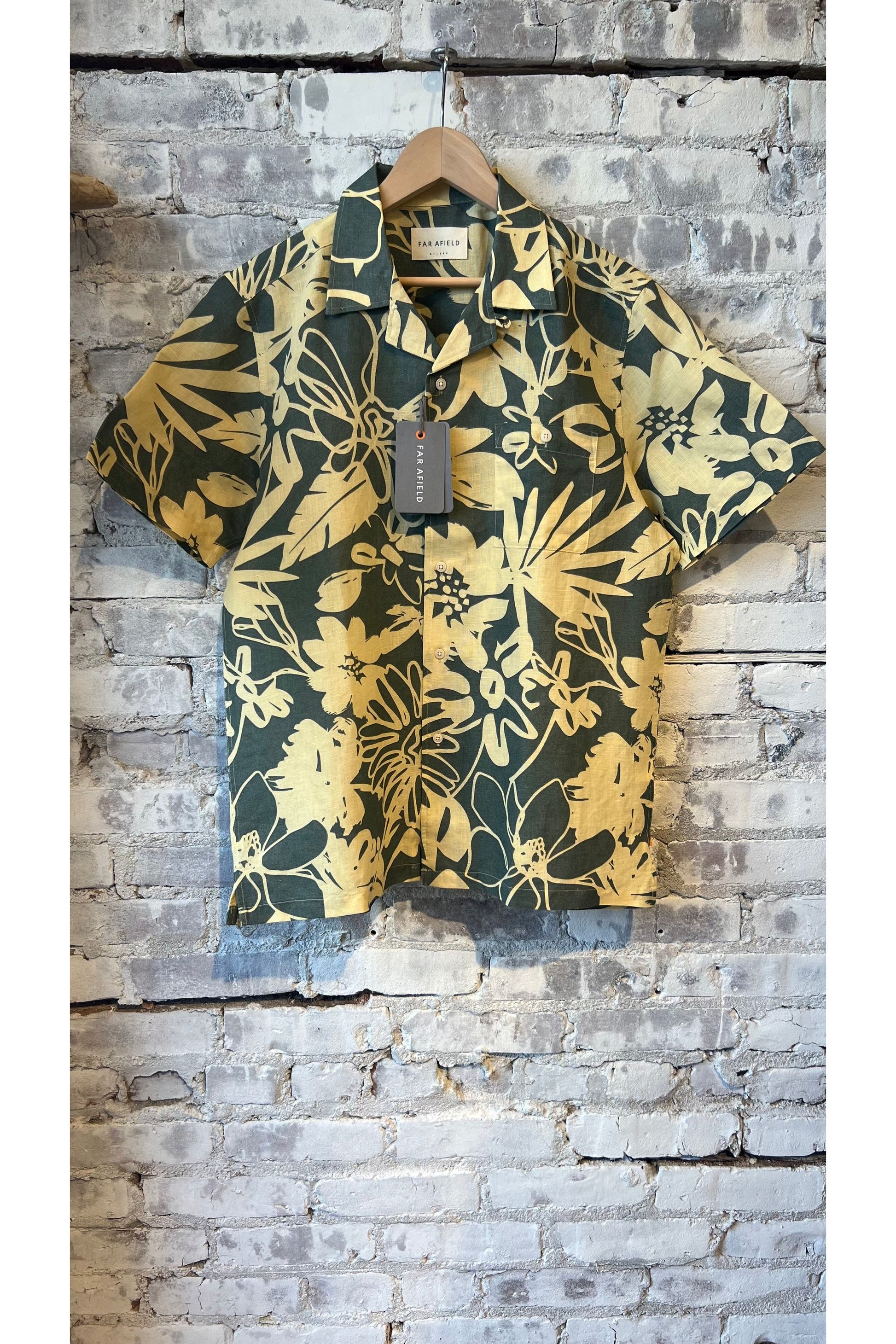 Selleck Shirt - Charcoal Grey Foliage Print - DUNE + SALT