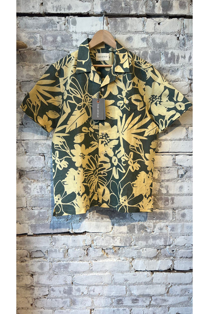 Selleck Shirt - Charcoal Grey Foliage Print - DUNE + SALT