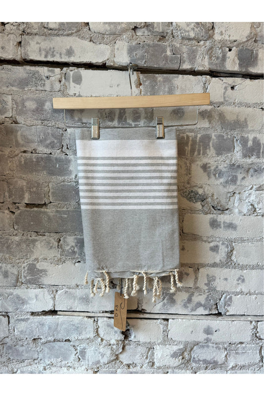 Turkish Beach Towel - Gray/White - DUNE + SALT