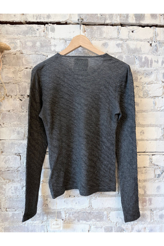 Melange Double Face LS Crew - Heather Charcoal - DUNE + SALT