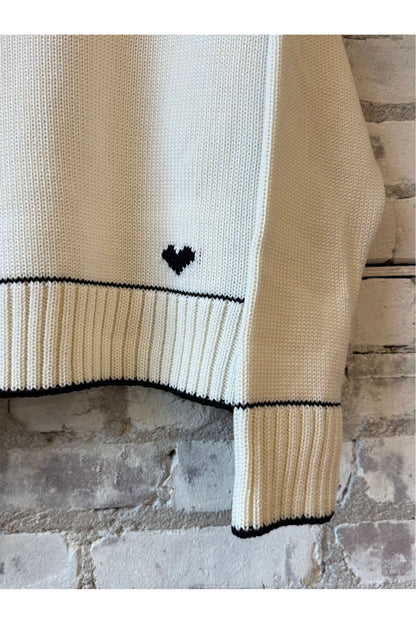 Laura Charm Sweater - Ivory/Navy - DUNE + SALT