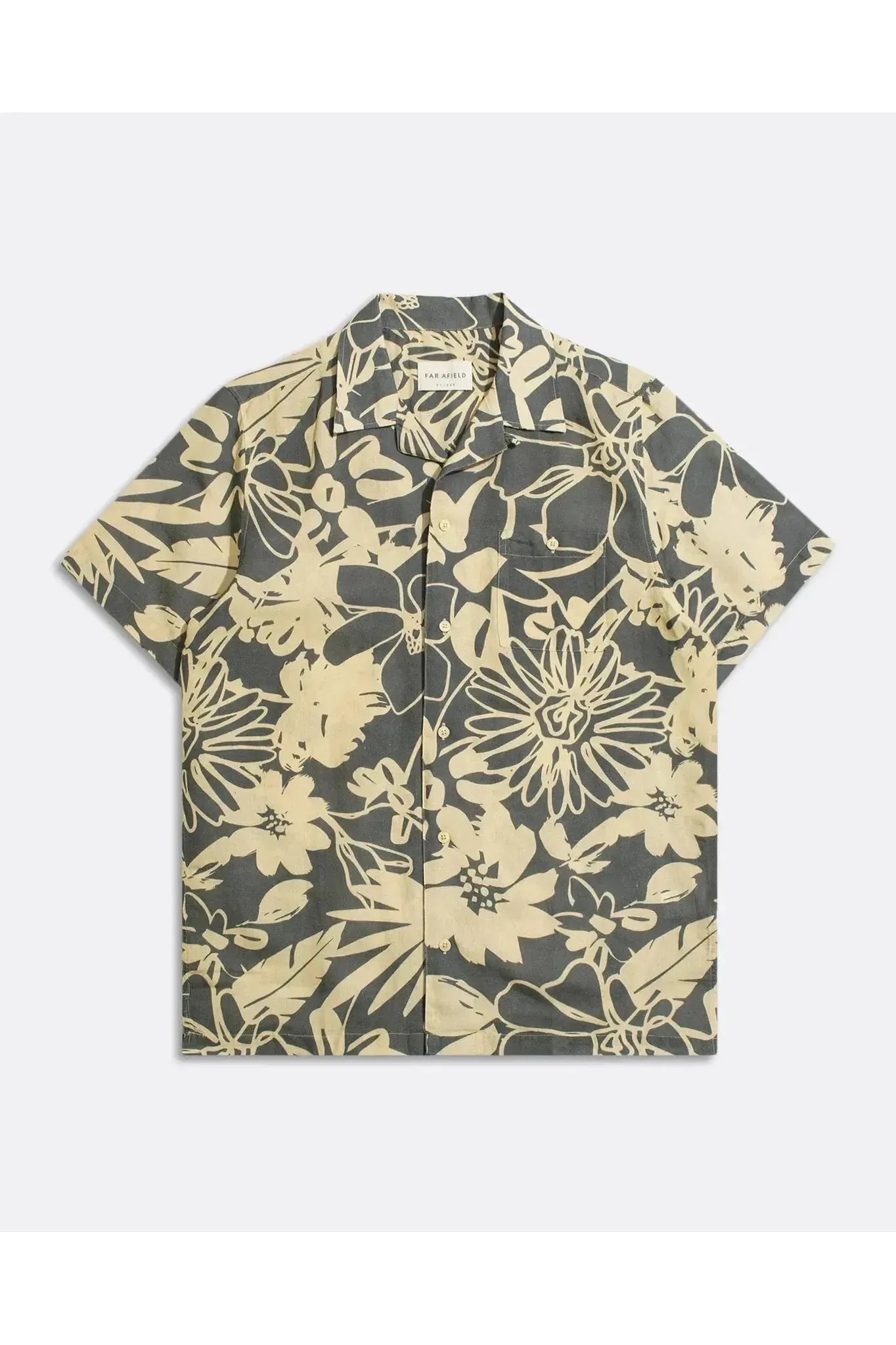 Selleck Shirt - Charcoal Grey Foliage Print - DUNE + SALT