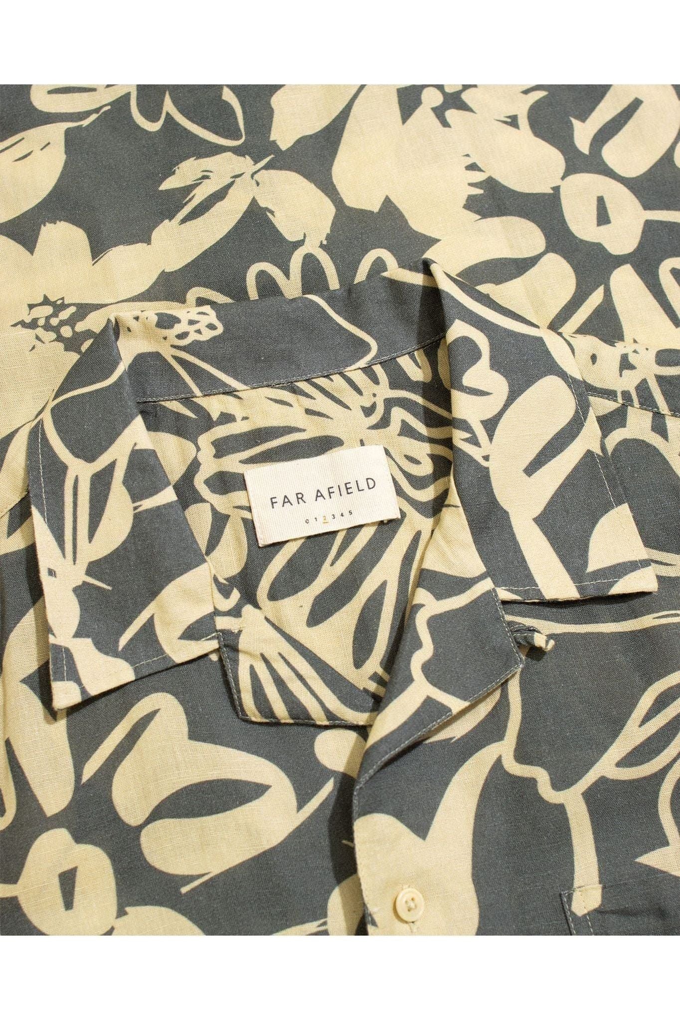 Selleck Shirt - Charcoal Grey Foliage Print - DUNE + SALT