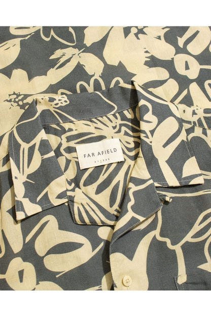 Selleck Shirt - Charcoal Grey Foliage Print - DUNE + SALT