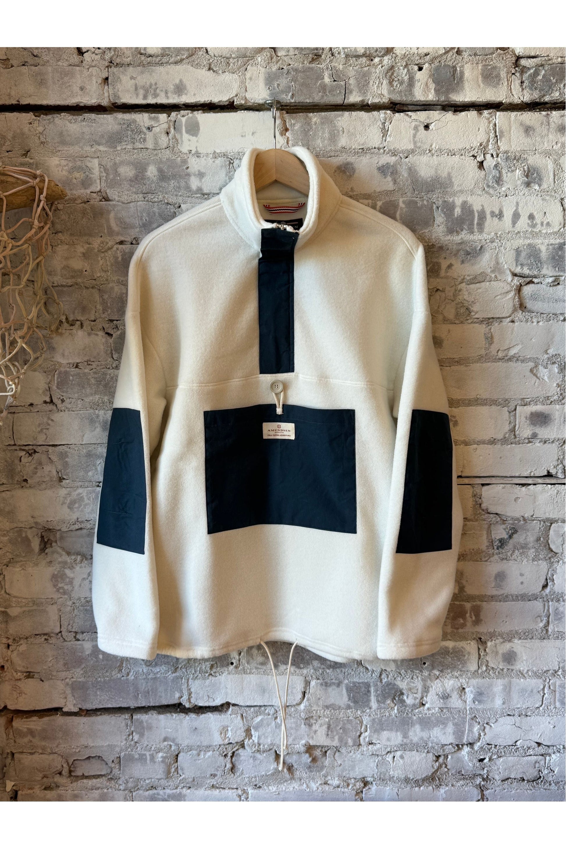 Women's V-Bond Waxed Fleece - Natural/Navy - DUNE + SALT
