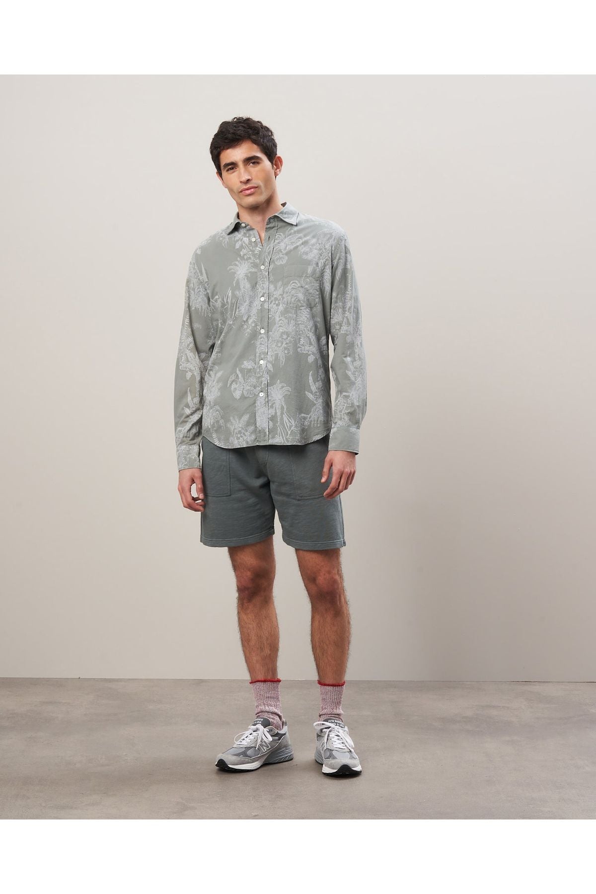 Paul Pat Palm Tree Print Cotton Shirt - Olive - DUNE + SALT