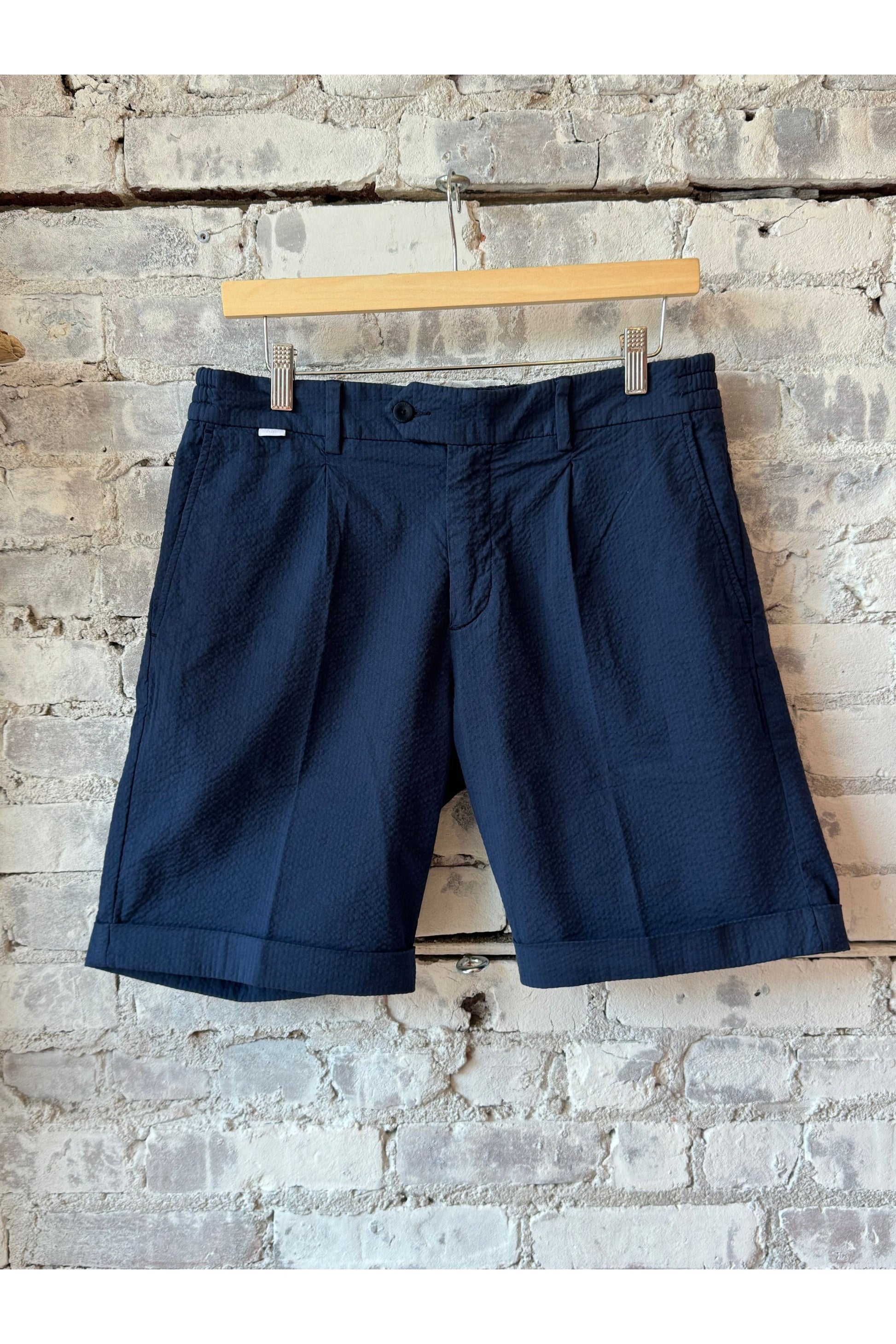 Seersucker Bermuda Short - Navy - DUNE + SALT
