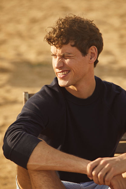 Pima Cotton & Cashmere Sweater - Navy - DUNE + SALT