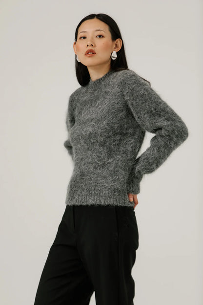 Suri Alpaca Crewneck - Stone - DUNE + SALT