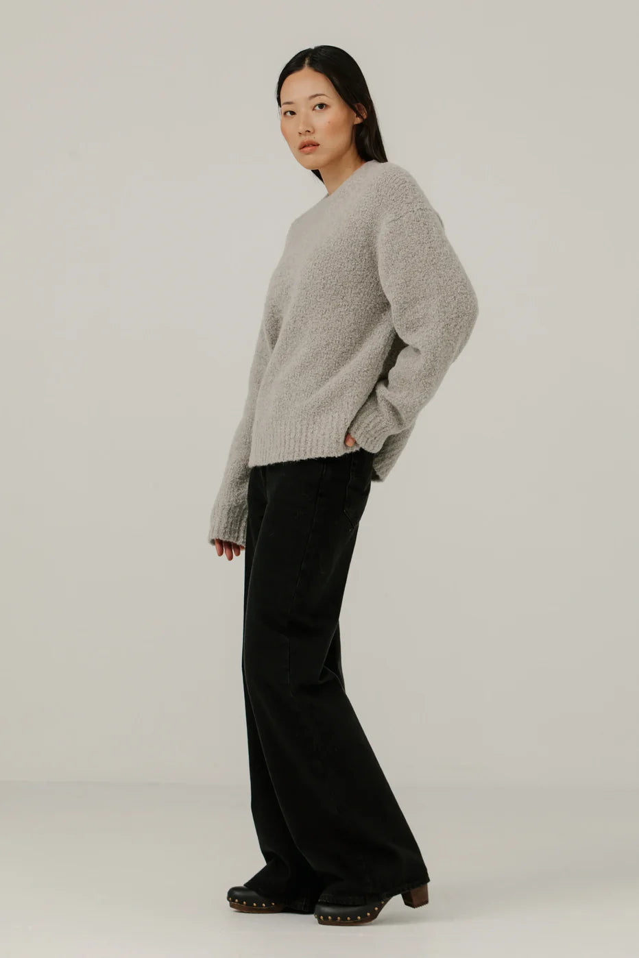 Colette Boucle Crewneck - Mushroom - DUNE + SALT
