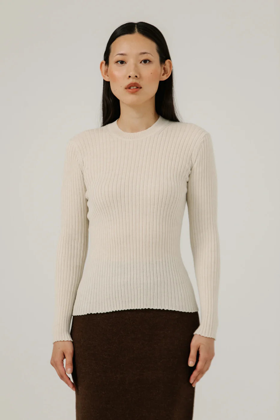Fine Knit Rib Top - Pearl - DUNE + SALT
