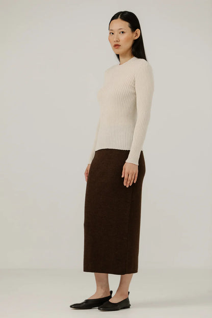 Fine Knit Rib Top - Pearl - DUNE + SALT