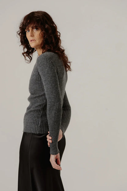 Fine Knit Rib Top - Stone - DUNE + SALT