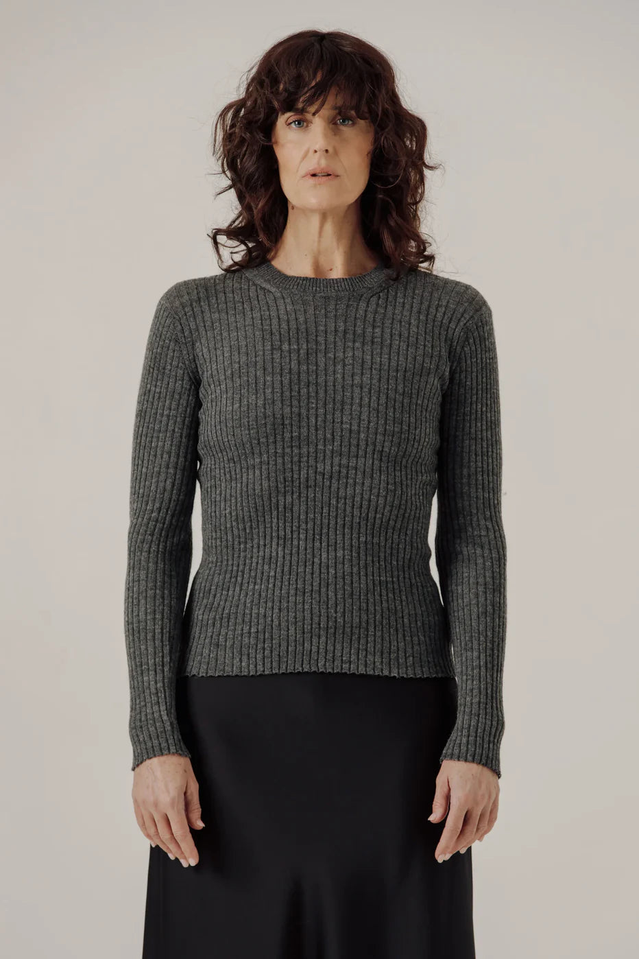 Fine Knit Rib Top - Stone - DUNE + SALT