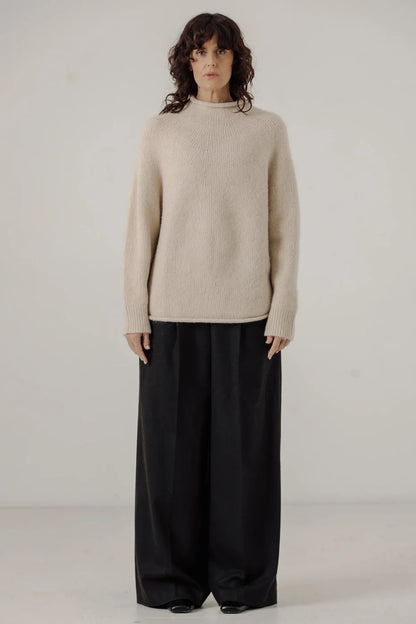 Handloom Rollneck Sweater - Cream - DUNE + SALT