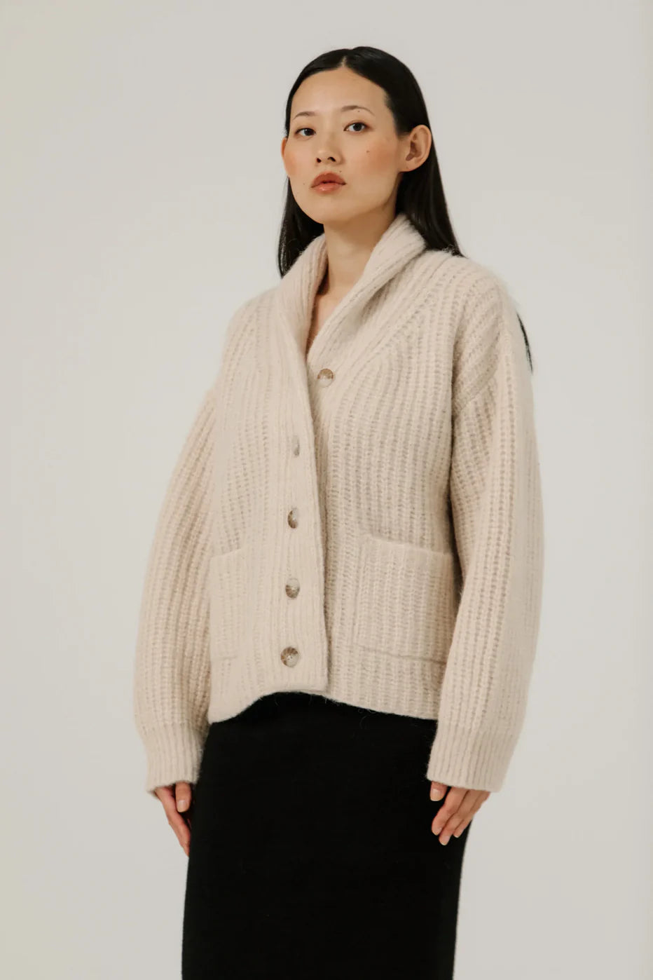 Oversized Shawl Cardigan - Cream - DUNE + SALT