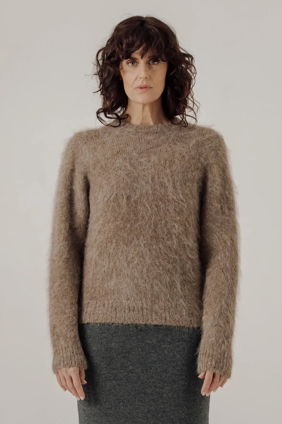 Suri Alpaca Crewneck - Taupe - DUNE + SALT