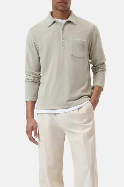 Terry Toweling Polo Shirt - Cloud Grey - DUNE + SALT