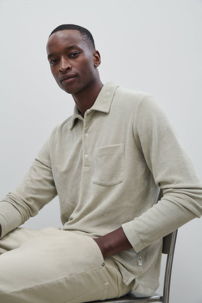 Terry Toweling Polo Shirt - Cloud Grey - DUNE + SALT