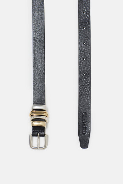 Metal Buckle Leather Belt - Black - DUNE + SALT