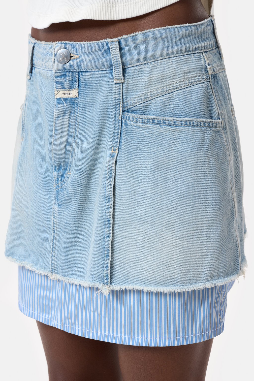 Short Denim Poplin Mini Skirt - Light Blue - DUNE + SALT