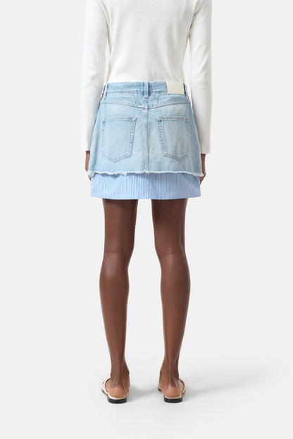 Short Denim Poplin Mini Skirt - Light Blue - DUNE + SALT