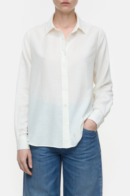 Cotton/Cashmere Blended Blouse - Ivory - DUNE + SALT
