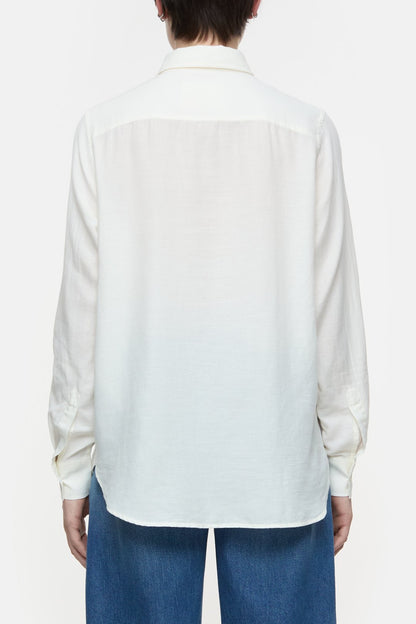 Cotton/Cashmere Blended Blouse - Ivory - DUNE + SALT
