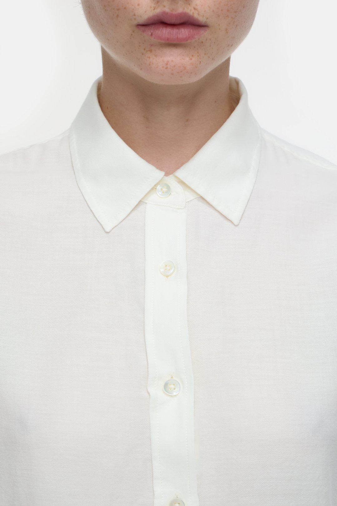 Cotton/Cashmere Blended Blouse - Ivory - DUNE + SALT