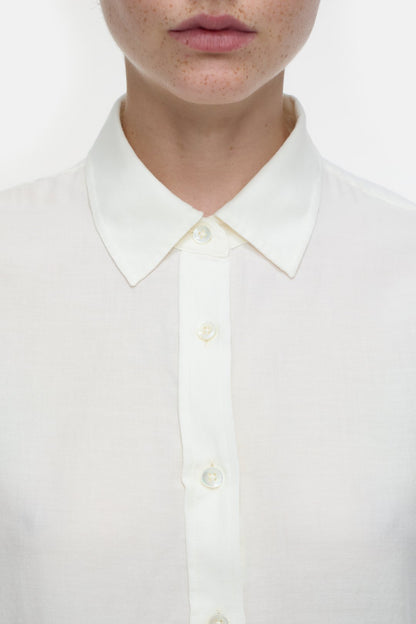 Cotton/Cashmere Blended Blouse - Ivory - DUNE + SALT