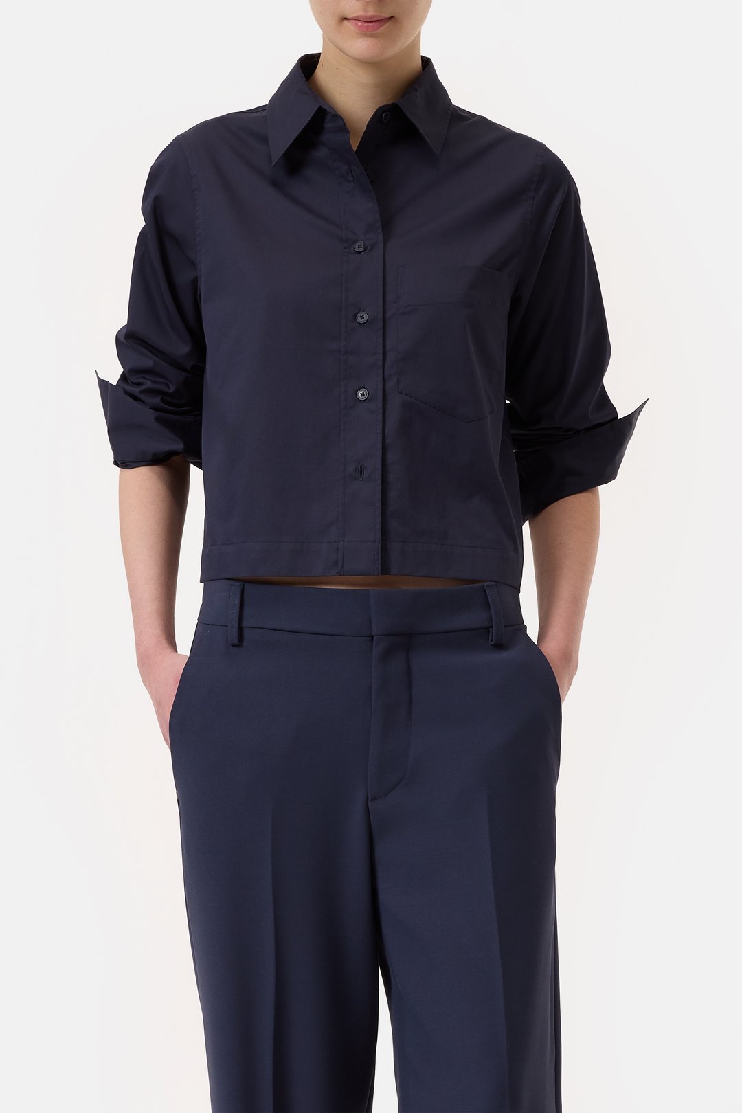 Short Cotton Poplin Blouse - Dark Night - DUNE + SALT