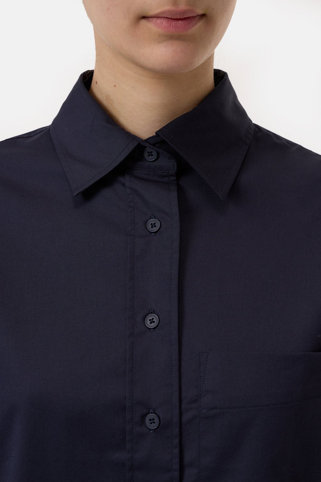 Short Cotton Poplin Blouse - Dark Night - DUNE + SALT