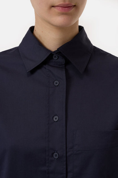 Short Cotton Poplin Blouse - Dark Night - DUNE + SALT
