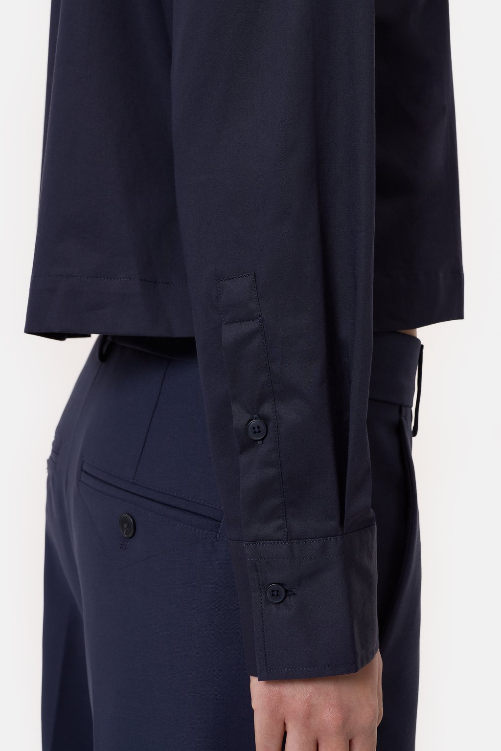 Short Cotton Poplin Blouse - Dark Night - DUNE + SALT