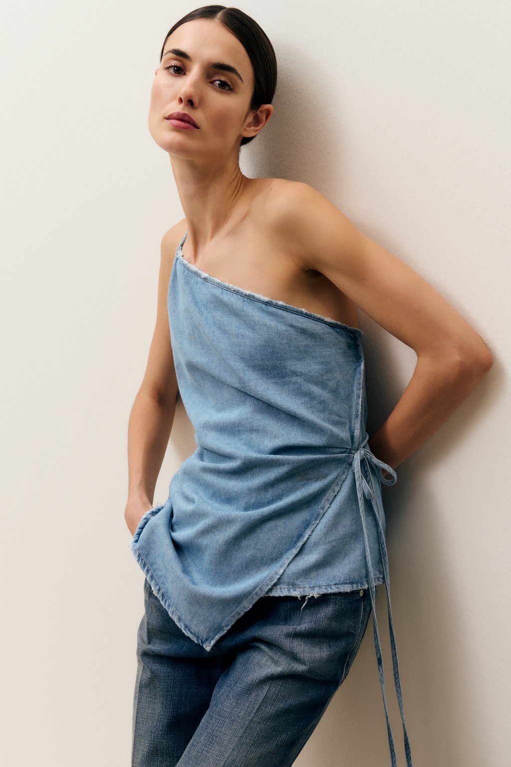 Denim Wrap Top - Light Blue - DUNE + SALT