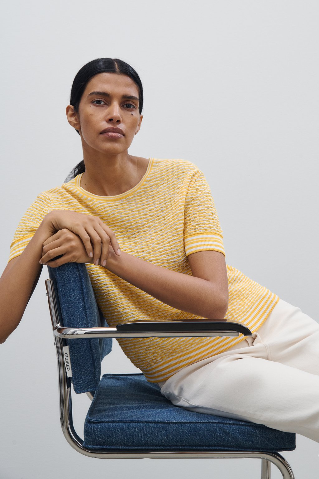 Top in Seersucker Knit - Mango Yellow - DUNE + SALT
