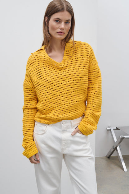 Organic Cotton Polo Shirt - Mango Yellow - DUNE + SALT