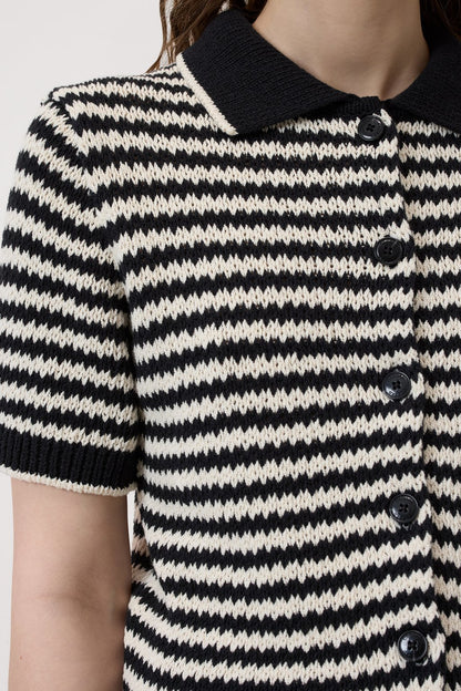 Knitted Cardigan in Organic Cotton - Black - DUNE + SALT