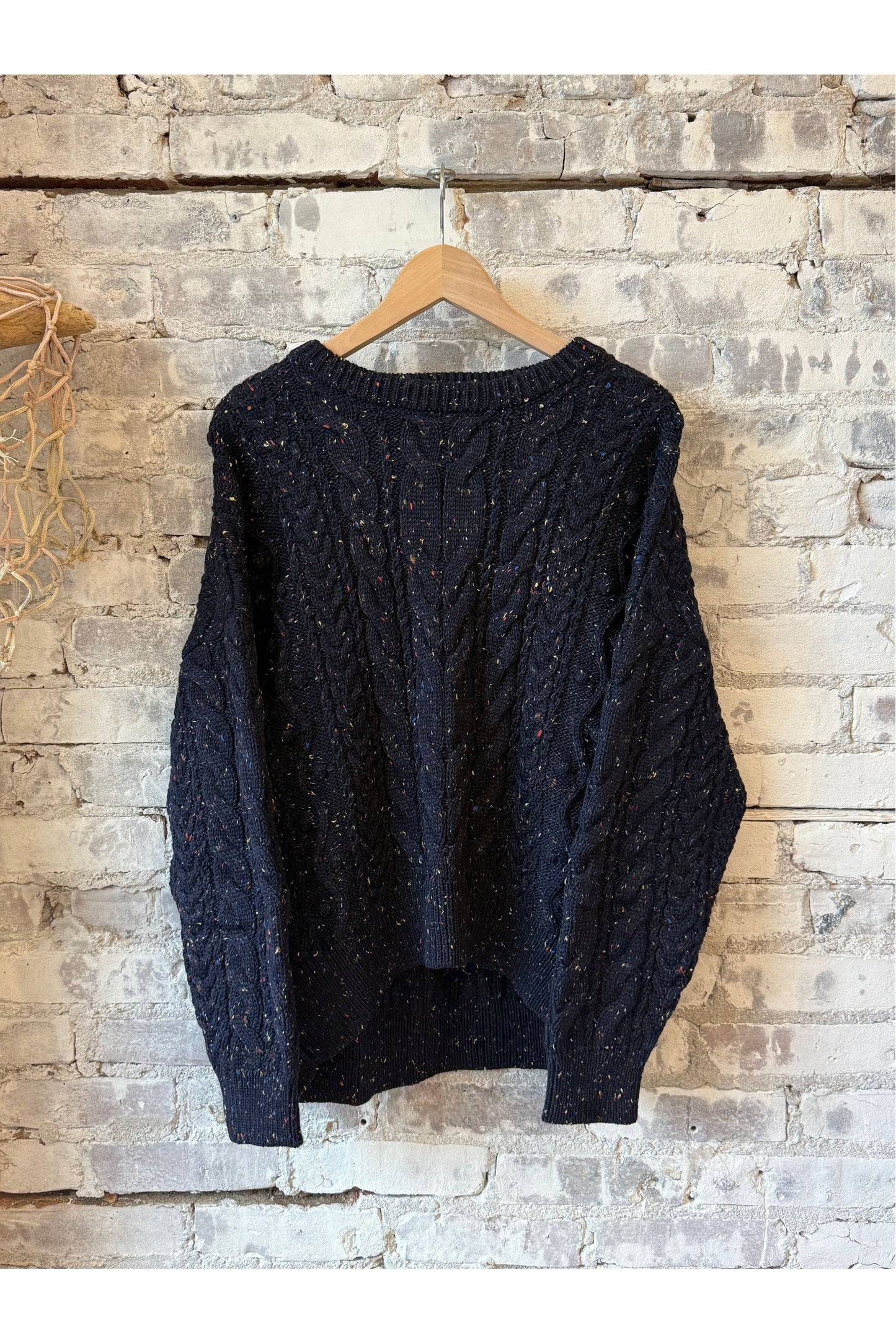 Oversized Cable Sweater - Navy Speckle - DUNE + SALT