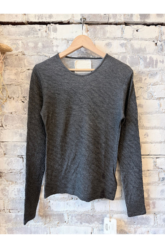 Melange Double Face LS Crew - Heather Charcoal - DUNE + SALT