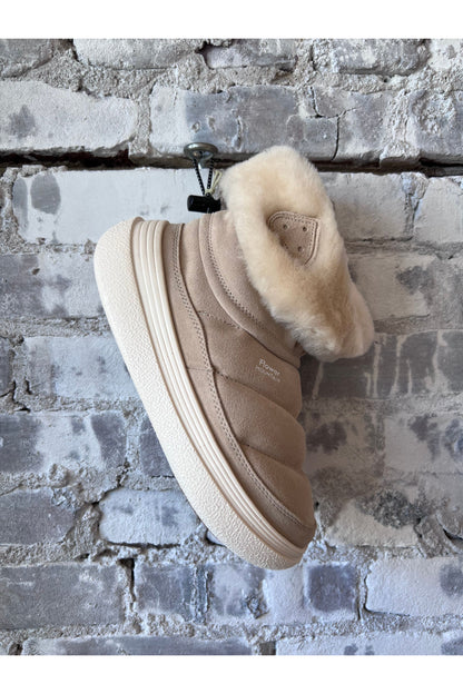 Fami Suede/Shearling Mid Boot - Light Brown - DUNE + SALT