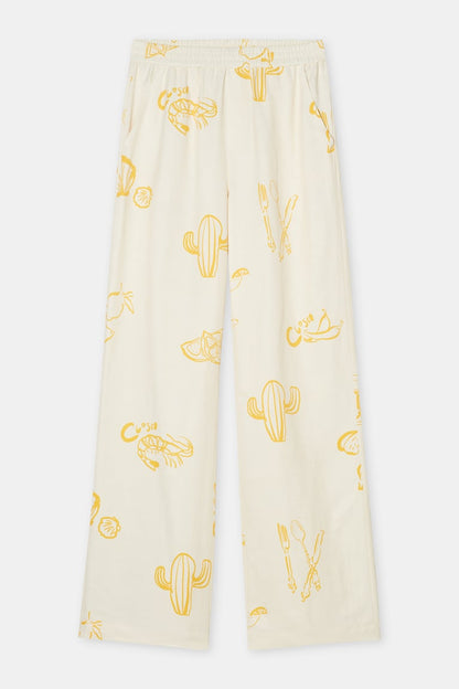 Winona Wide Pant - Dune Beige Print - DUNE + SALT