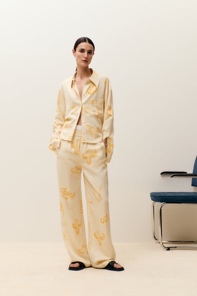 Winona Wide Pant - Dune Beige Print - DUNE + SALT