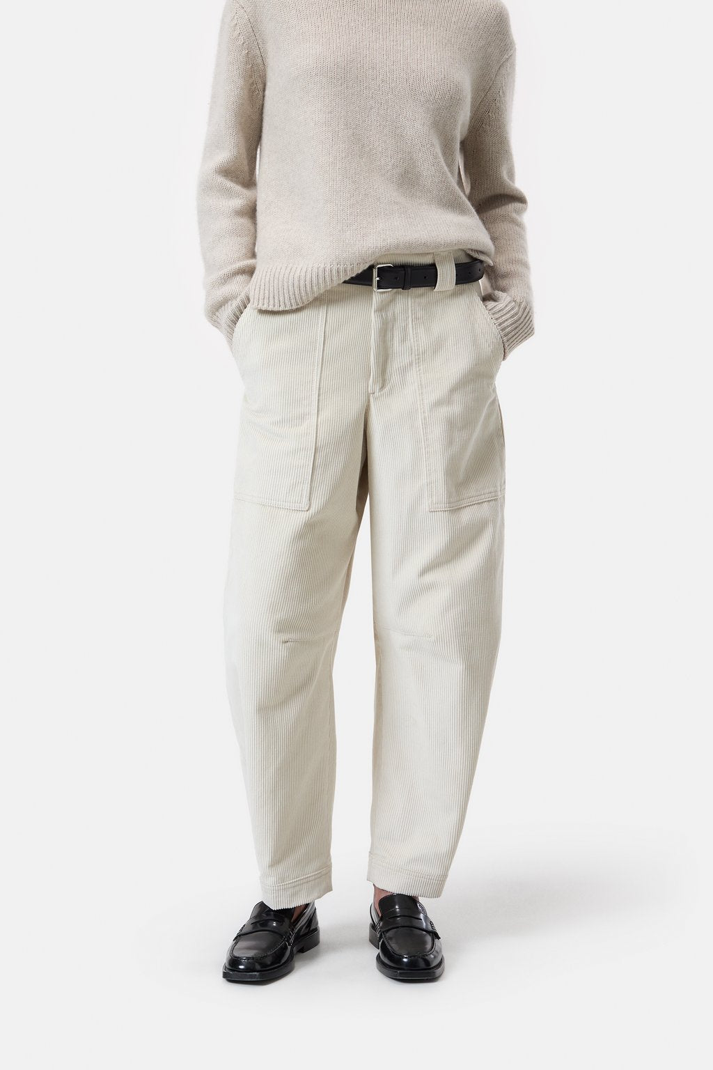 Rhannon Relaxed Corduroy Pants - Pearl Beige - DUNE + SALT