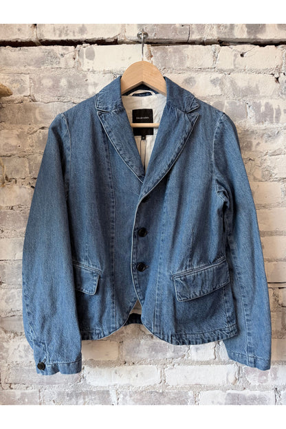 Tailored Denim Blazer - Faded Blue - DUNE + SALT